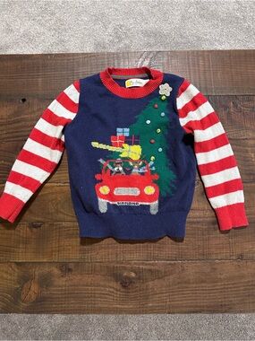 Mini Boden Navy Knit Christmas Sweater